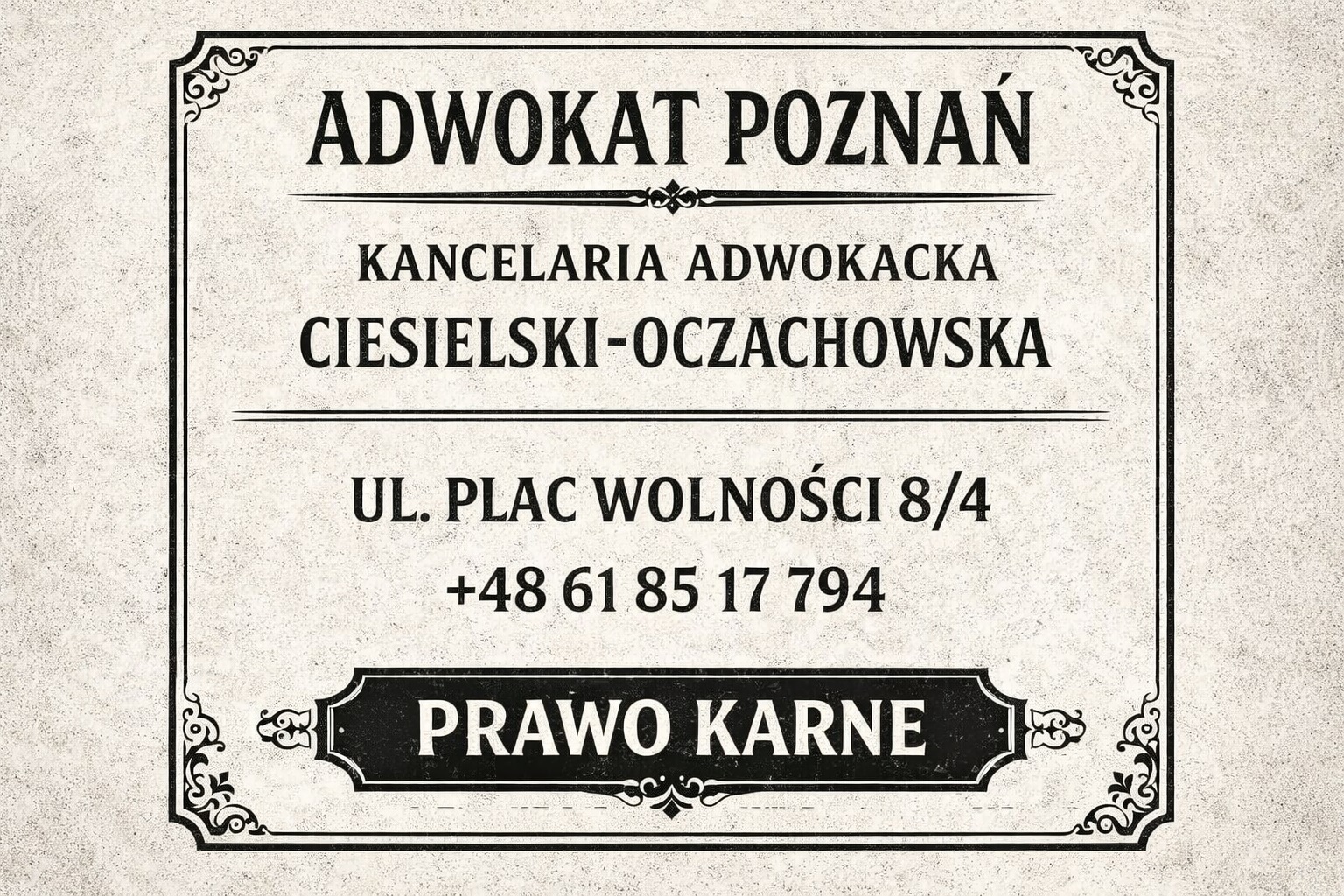 Kancelaria Adwokacka Ciesielski & Oczachowska – prawo karne Poznań