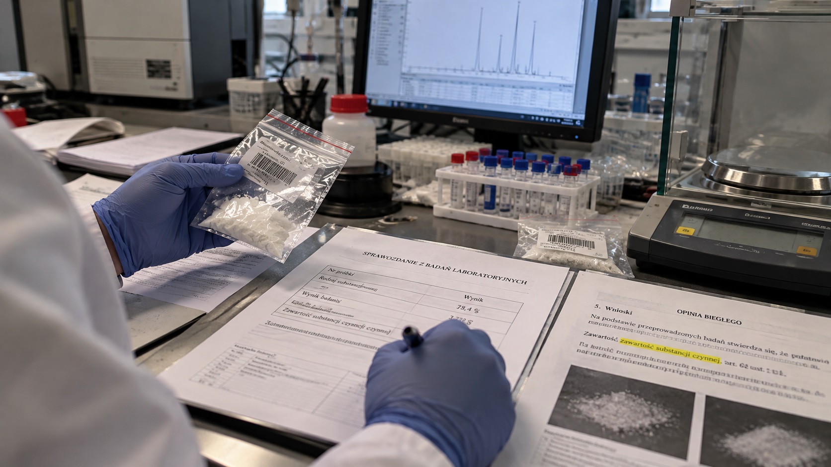Laboratorium analizy kryminalistycznej - badanie zabezpieczonych substancji